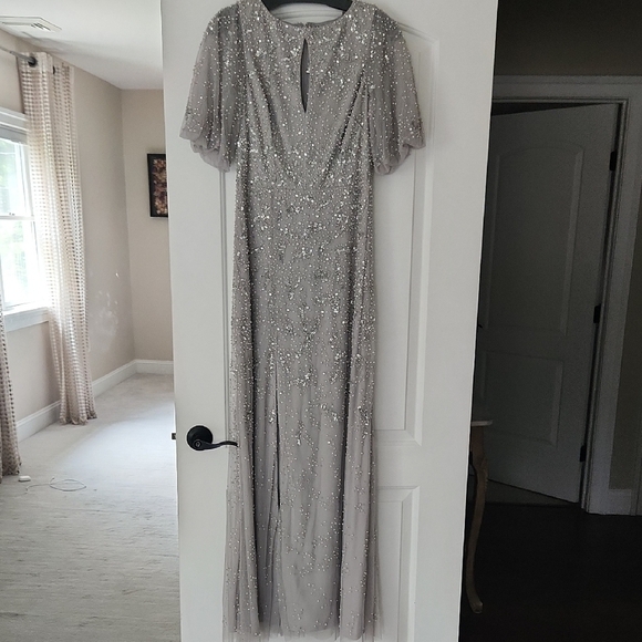Aidan Mattox Silver Sequin and Pearl Dress - Picture 3 of 12